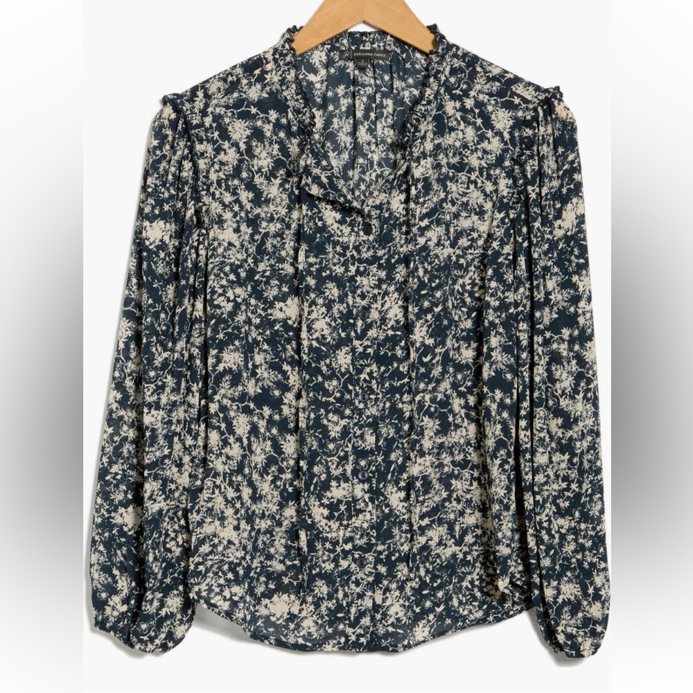 Adrianna Papell
Ruffle Split Neck Long Sleeve Button-Up Shirt